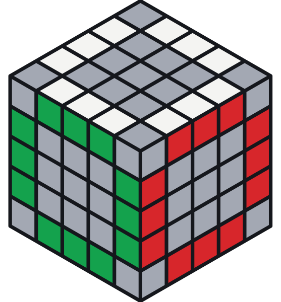 Sono colorati solo i pezzi di spigolo. Ogni spigolo è fatto di tre pezzi: in mezzo lo spigolo centrale e ai lati due pezzi laterali.