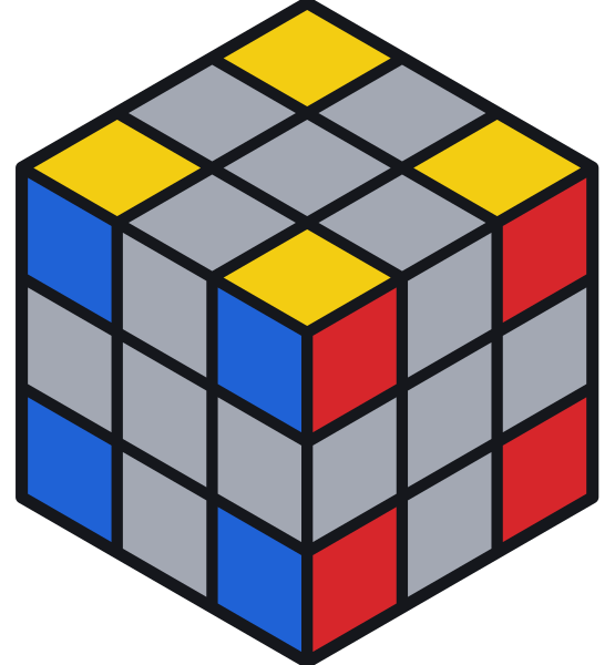 Solo gli angoli sono colorati: ognuno ha tre colori.