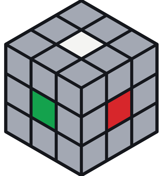 Dopo otto mosse a caso tutti i pezzi sono mescolati, ma i centri sono ancora nello stesso posto del cubo risolto.