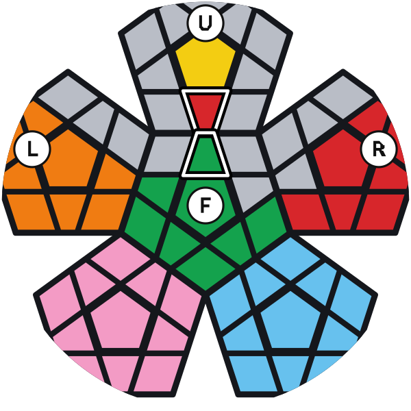 Lo spigolo è tra U e F, con il verde davanti e l’altro colore uguale a R: U R U' R' U' F' U F lo inserisce a destra.