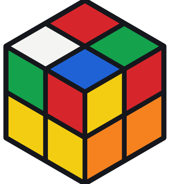 Cubo di Rubik 2×2 mescolato, fatto solo di angoli