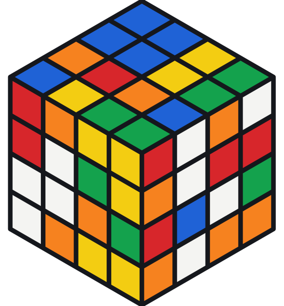 Cubo di Rubik 4×4 mescolato: centri, spigoli e angoli in disordine