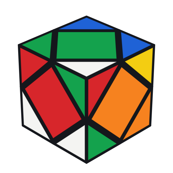 Skewb mescolato: un cubo che ruota attorno ai suoi angoli